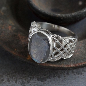 Indian silver and labradorite stone ring Size choice