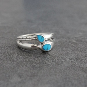 Indian silver and turquoise stones ring Size choice