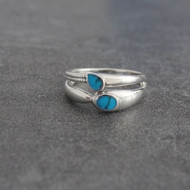 Indian silver and turquoise stones ring Size choice