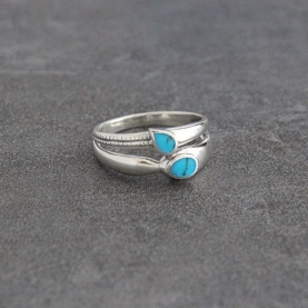 Indian silver and turquoise stones ring Size choice