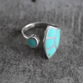 Bague indienne argent et turquoises