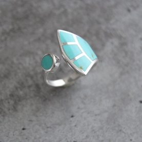 Indian silver ring with turquoise stones Adjustable