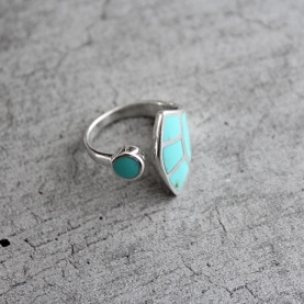 Indian silver ring with turquoise stones Adjustable