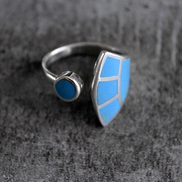Indian silver ring with turquoise stones Adjustable