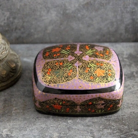 Indian handicraft papier mache box purple