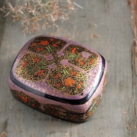 Indian handicraft papier mache box purple