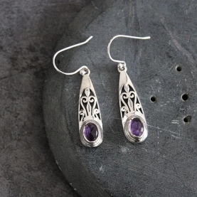 Indian silver and amethyst gemstones earrings