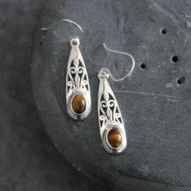 Boucles d'oreilles argent et œil de tigre