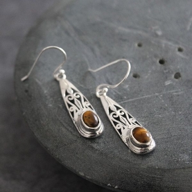 Boucles d'oreilles argent et œil de tigre