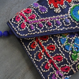 Indian handcraft small handbag Kuch blue