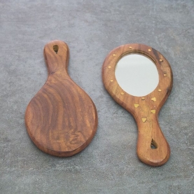 Indian handcraft wooden pocket mirror