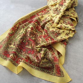 Indian printed coton scarf yellow and red