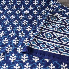 Indian printed tablecloth Dabu blue