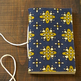 Carnet indien artisanal en coton bleu et vert