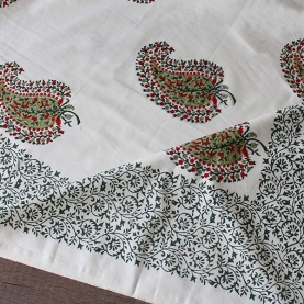 Indian printed cotton table cover red and green