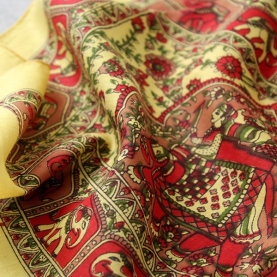 Indian printed coton scarf yellow and red