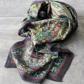 Foulard indien en coton imprimé noir
