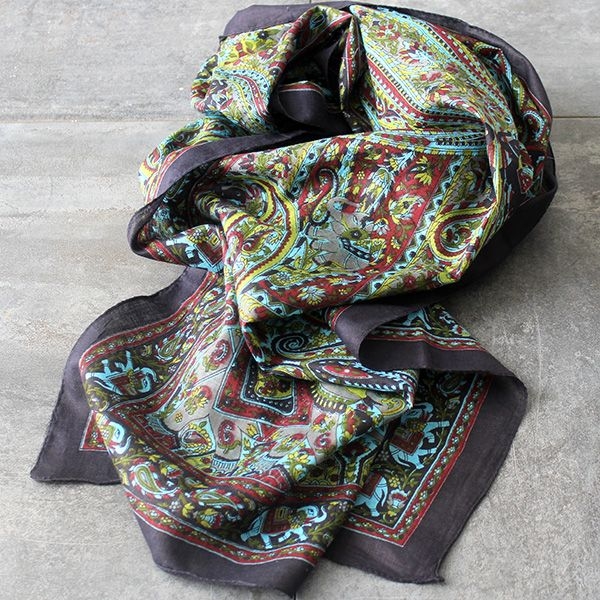 Indian printed coton scarf black color