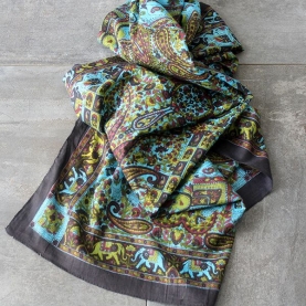 Indian printed coton scarf black and blue