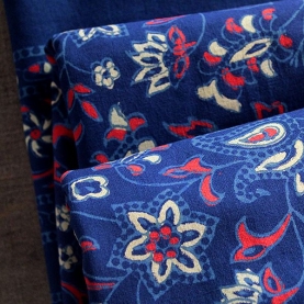 Indian printed bedsheet handicraft blue and red