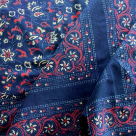Indian printed bedsheet handicraft blue and red