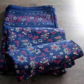 Indian printed bedsheet handicraft blue and red