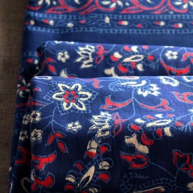 Indian printed bedsheet handicraft blue and red