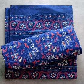 Indian printed bedsheet handicraft blue and red