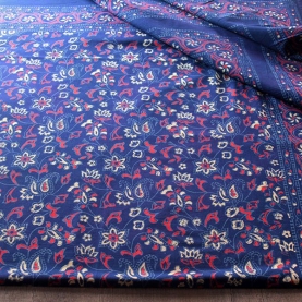 Indian printed bedsheet handicraft blue and red