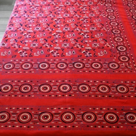 Indian printed bedsheet handicraft red and blue