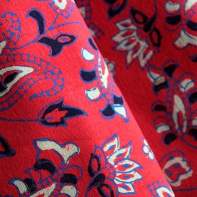 Indian printed bedsheet handicraft red and blue