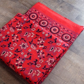 Indian printed bedsheet handicraft red and blue