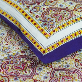 Indian printed bedsheet + pillow Blue and yellow