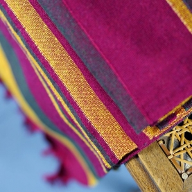 Indian handicraft cotton sofa throw maroon and yellow