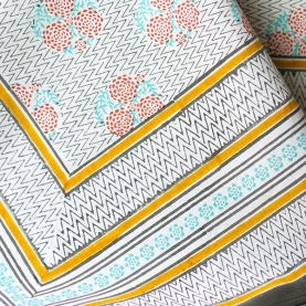 Indian printed bedsheet + pillow Yellow and pink