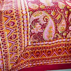 Indian printed bedsheet + pillow Maroon and pink