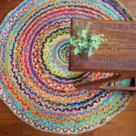 Indian handicraft round carpet colorful