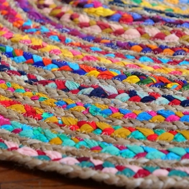 Indian handicraft round carpet colorful
