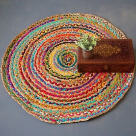 Indian handicraft round carpet colorful