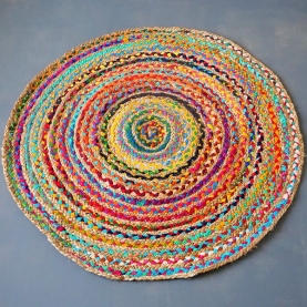 Indian handicraft round carpet colorful