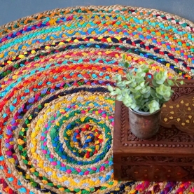 Indian handicraft round carpet colorful