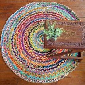 Indian handicraft round carpet colorful