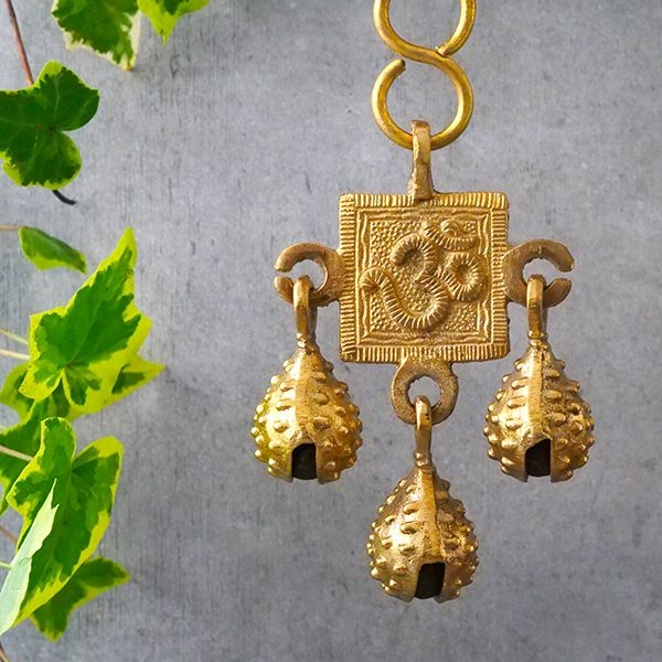 Indian handicraft bronze wind chime OM