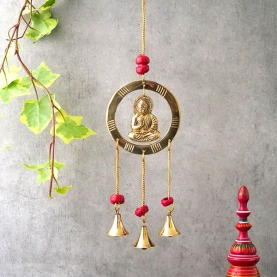 Carillon indien en laiton Bouddha 3 clochettes