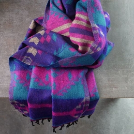 Nepalese woolen shawl traditional purple and pink