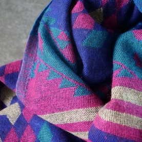 Nepalese woolen shawl traditional purple and pink