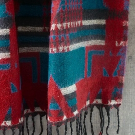 Nepalese woolen shawl traditional red and green
