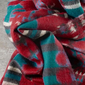 Nepalese woolen shawl traditional red and green