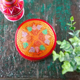 Coasters Indian paper mache round red x6