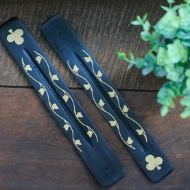 Incense stick wooden stand Trefoil black